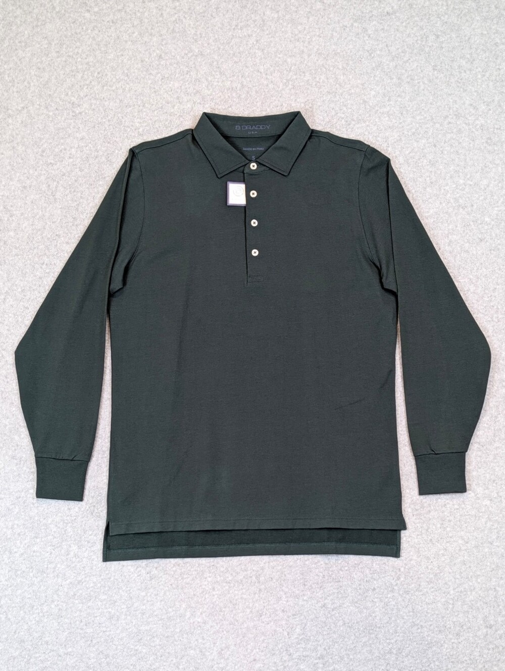 NWT B Draddy Jack Polo Shirt Mens Small S Green Long Sleeve Pima Cotton Golf